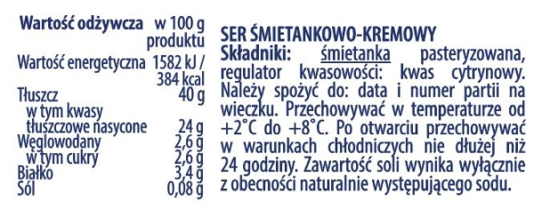Tabela wartości odżywczych